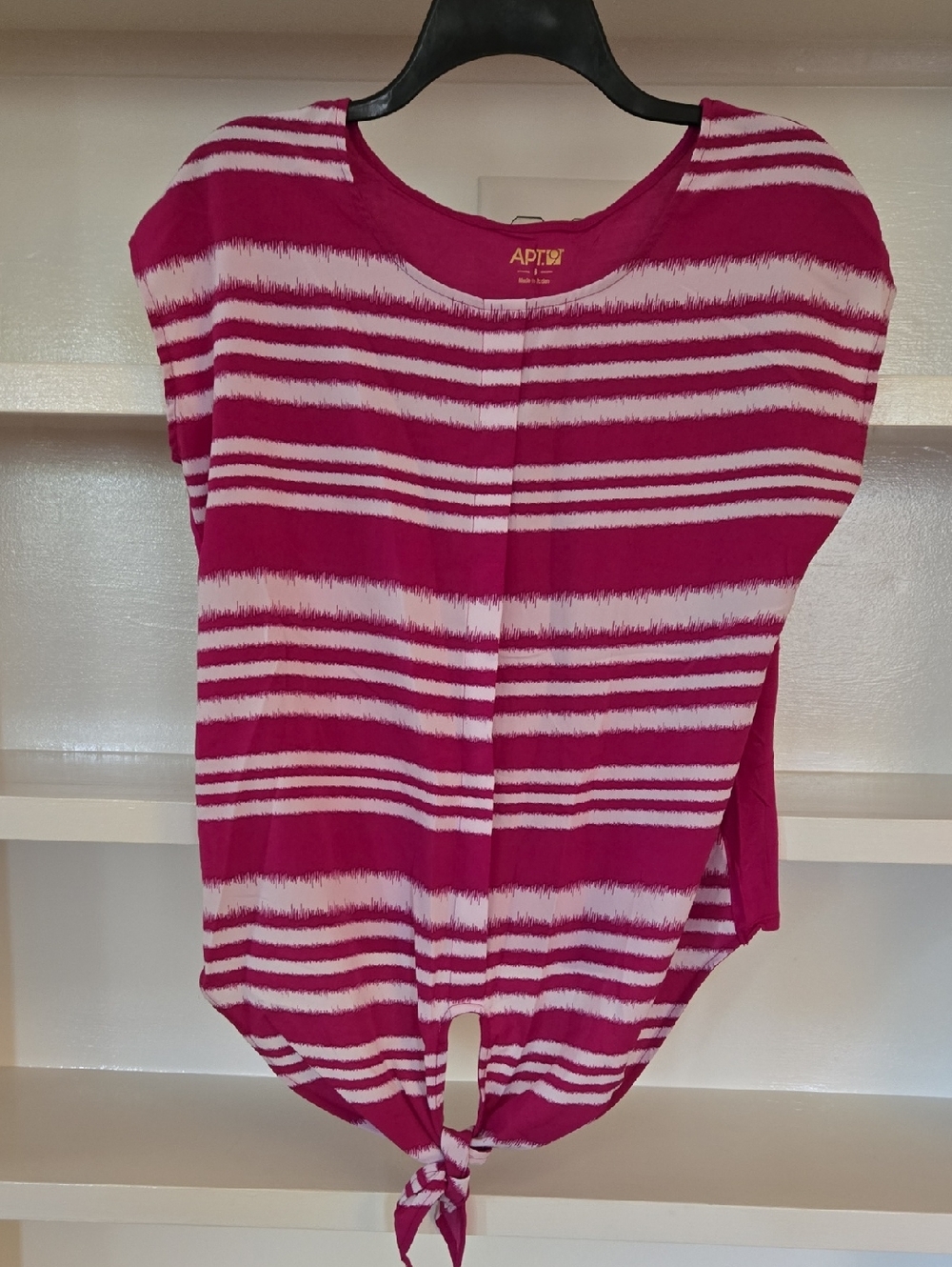 Apt. 9 Fuchsia & White Striped Tie-Front Top
